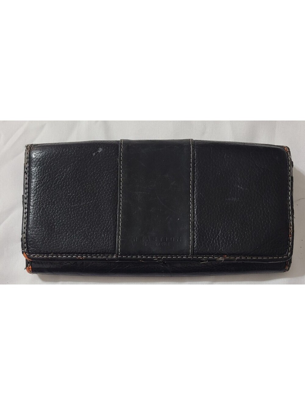 Vtg Kenneth Cole Reaction Black Leather Trifold Wallet  Clutch CC Organizer FUC
